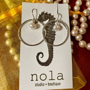 New Nola Sterling Silver & White Pearl Drop Earrings